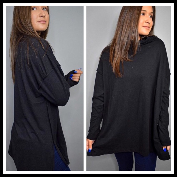 FREE PEOPLE BOHO BLACK FLOWY TUNIC TEE TOP A2C - Picture 8 of 14